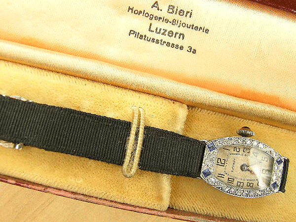 Tiffany Co 18k sapphire diamond ladies London 1925 Vintage Watches